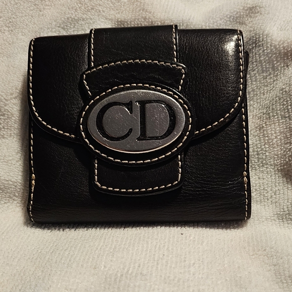 Christian Dior CD Logo Leather Bi-Fold Wallet, VINTAGE, Brown, Women's, VGUC! - Picture 1 of 13